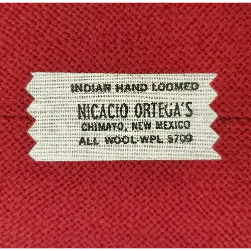 RARE Chimayo Mens Indian Hand Loomed Wool Neck Tie with Owl Embroidery